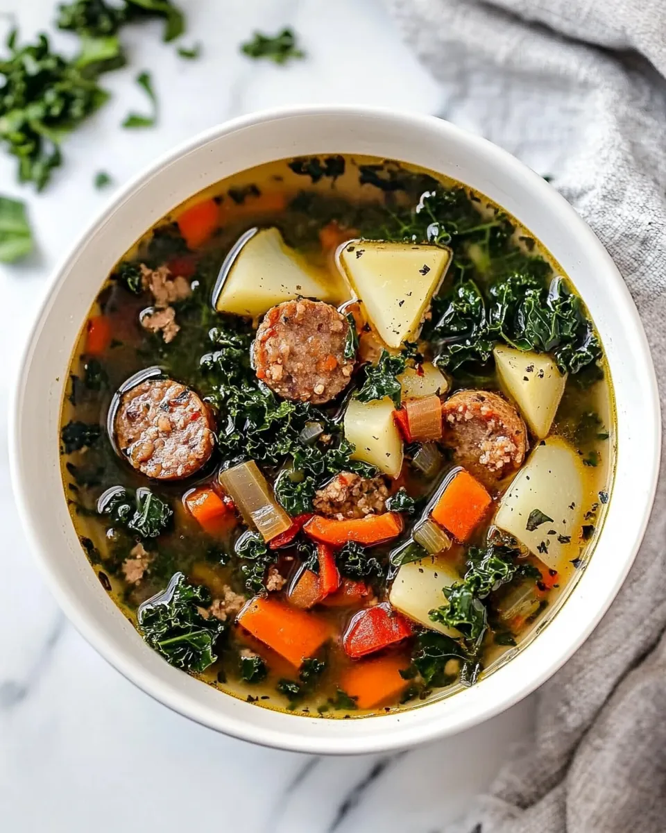 Homemade Kale and Potato Soup with Turkey Sausage photo