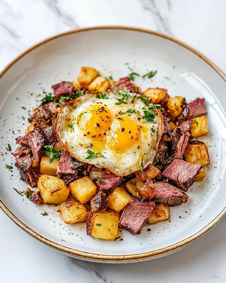 Delicious Leftover Prime Rib Hash shot