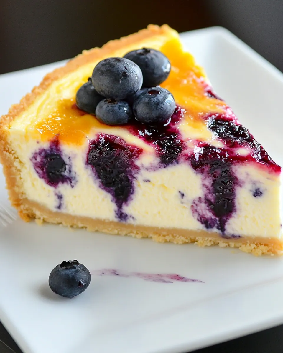 Classic Lemon Blueberry Swirl Cheesecake image