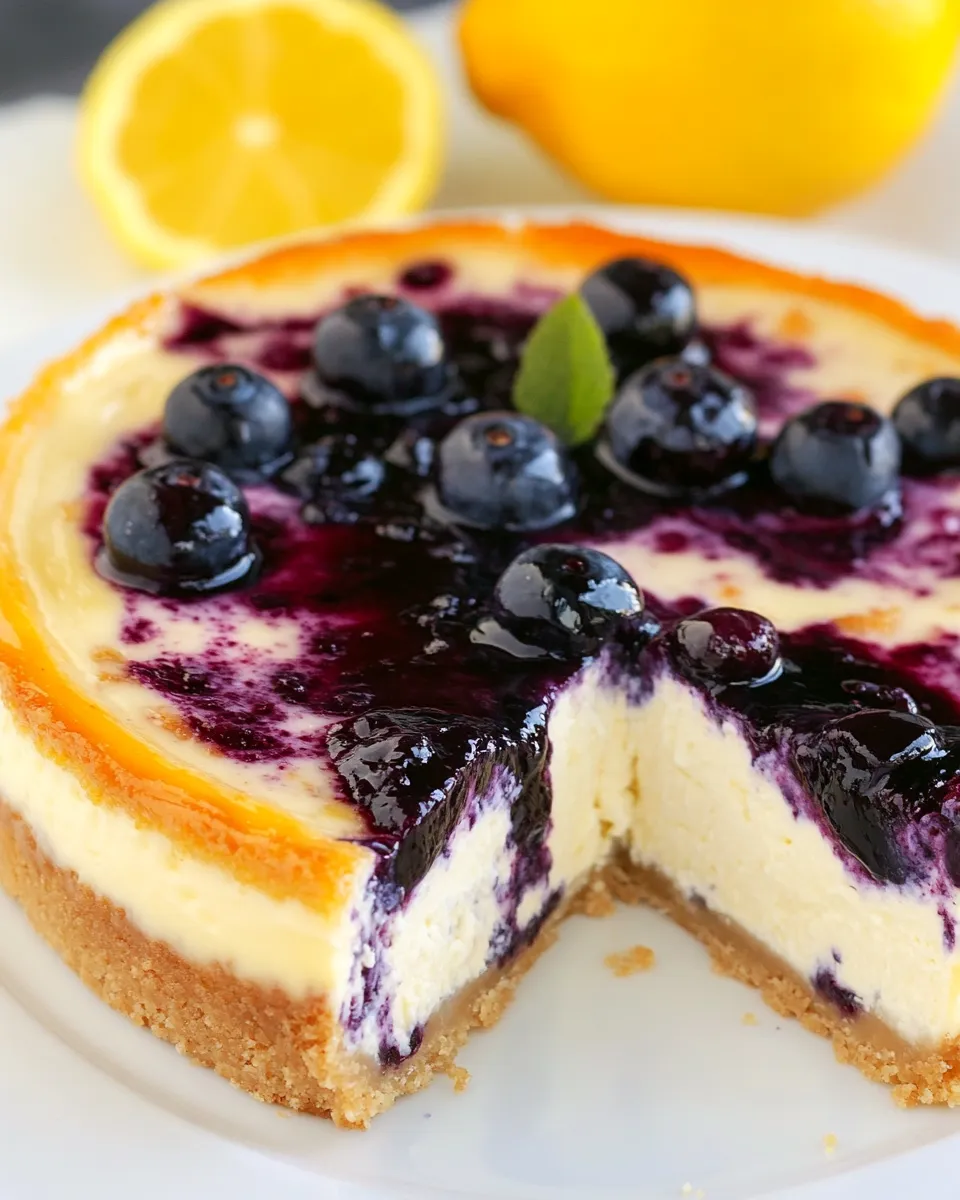 Easy Lemon Blueberry Swirl Cheesecake recipe photo