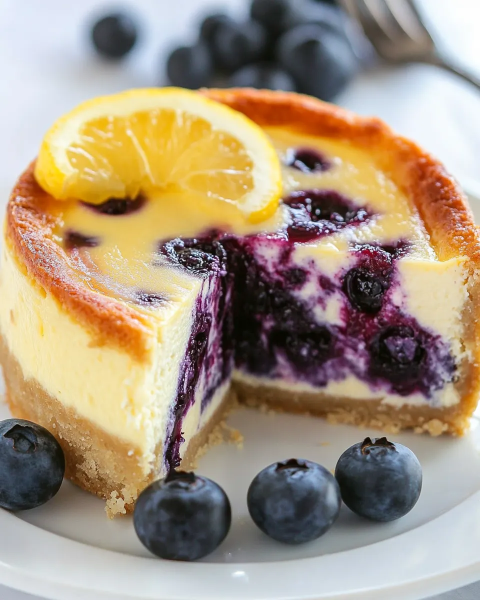 Delicious Lemon Blueberry Swirl Cheesecake shot