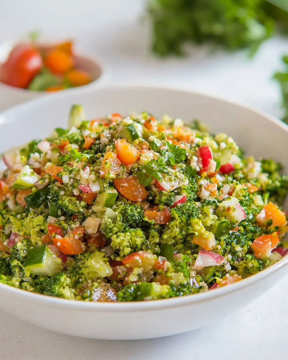 Quick Loaded Broccoli Radish Salad Recipe shot