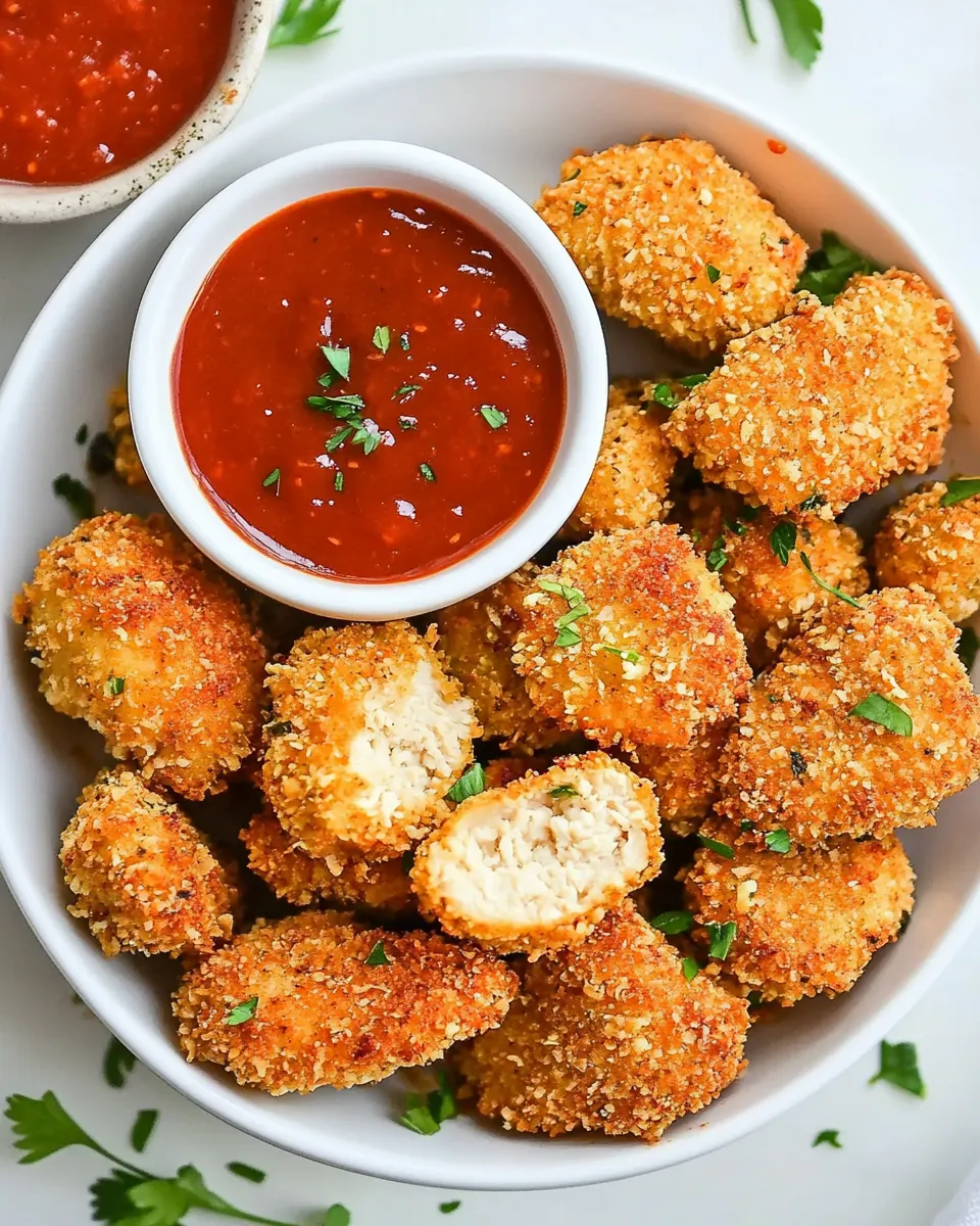 Homemade Low-Carb Keto Paleo Baked Chicken Nuggets In The Air Fryer photo