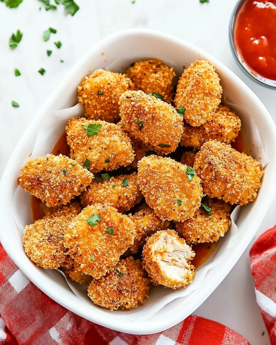 Delicious Low-Carb Keto Paleo Baked Chicken Nuggets In The Air Fryer image
