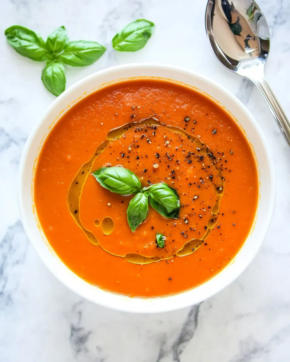 Homemade Luscious Carrot Tomato Basil Soup photo
