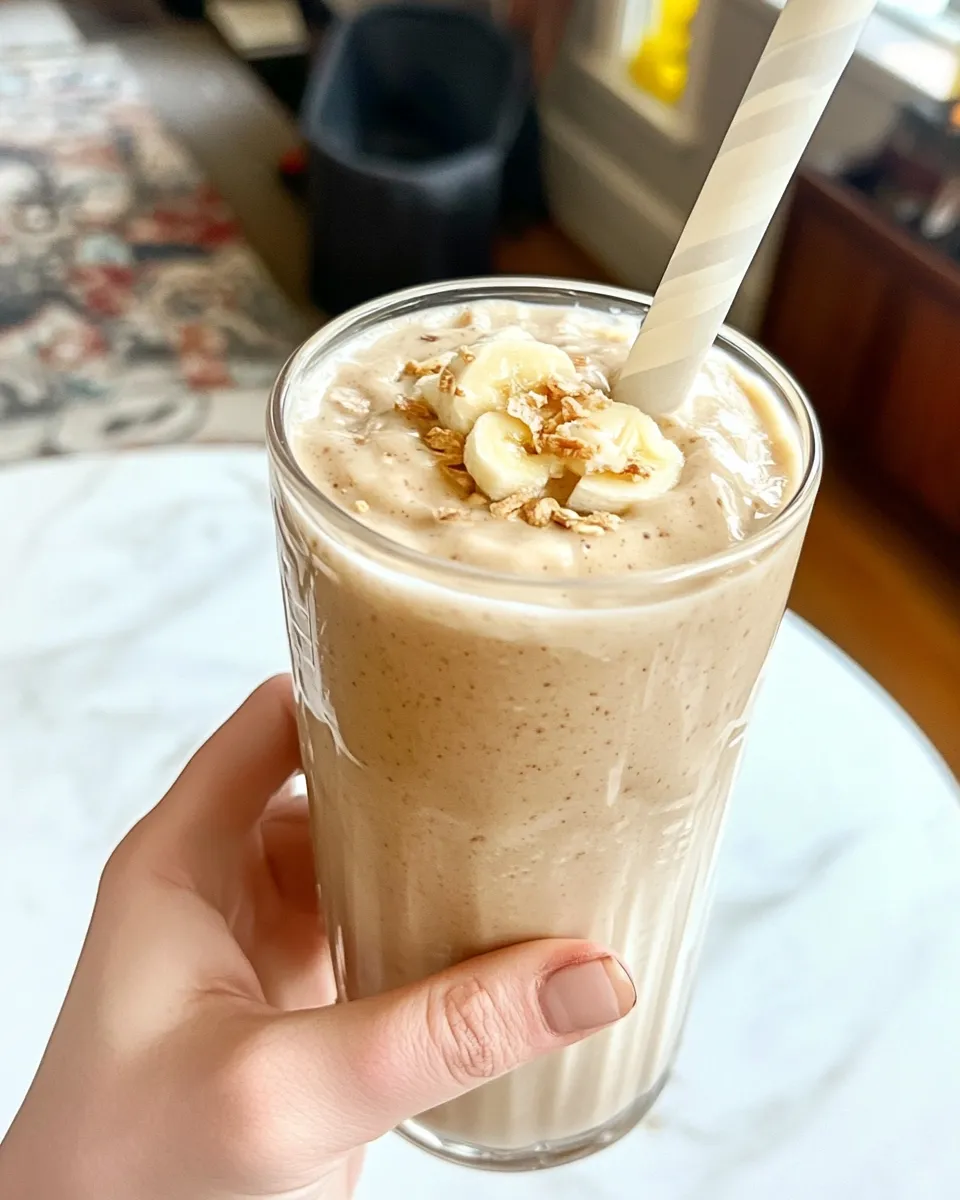 Homemade Macro Friendly PB Banana Milkshake photo
