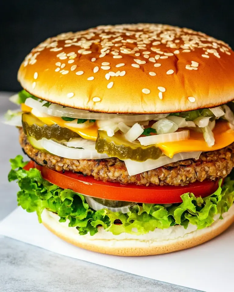 Homemade Meaty Vegan TVP Burger (Big Mac Style) photo