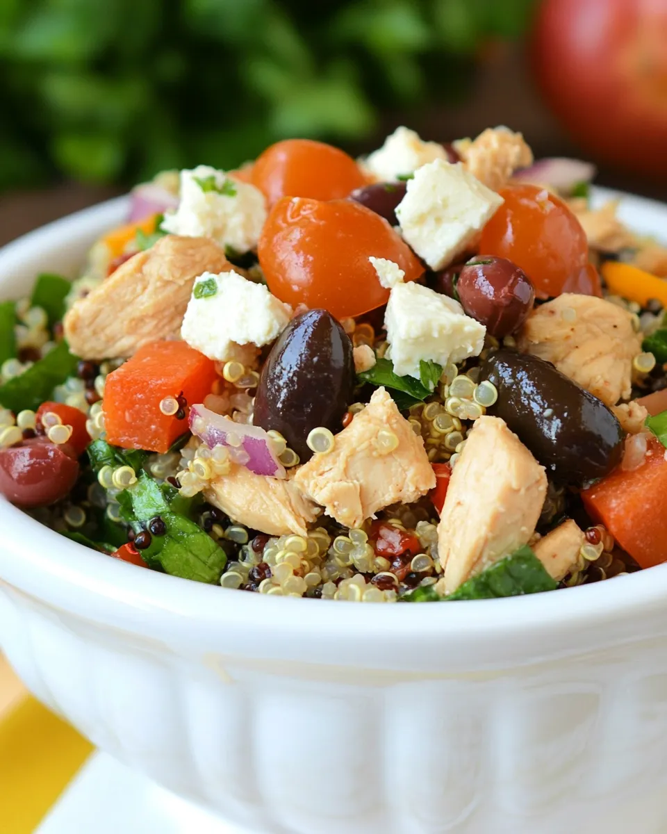 Quick Mediterranean Chicken Quinoa Salad shot