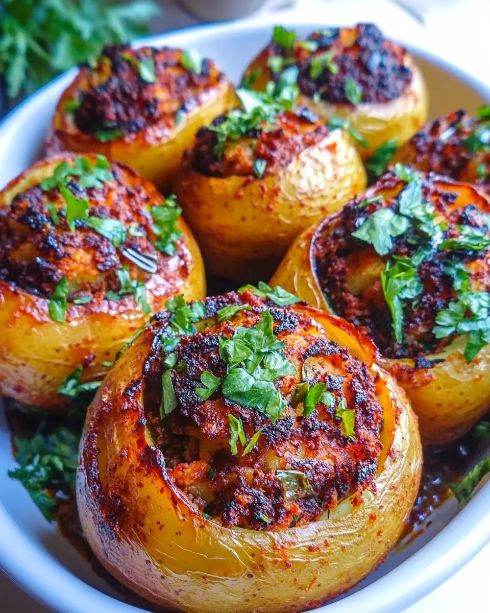 Delicious Middle Eastern Stuffed Potatoes (Batata Mahshi) dish photo