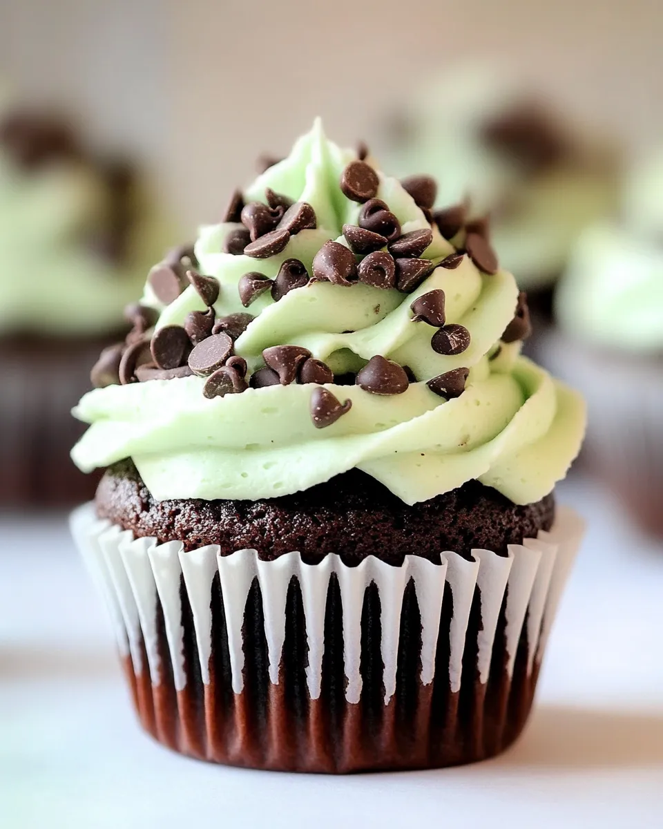 Homemade Mint Chocolate Chip Cupcakes photo