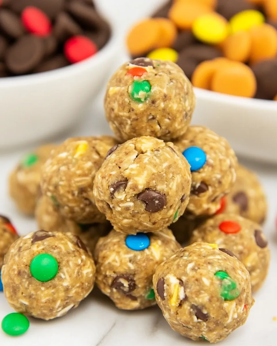 Delicious Monster Cookie Energy Balls (No Bake!) shot