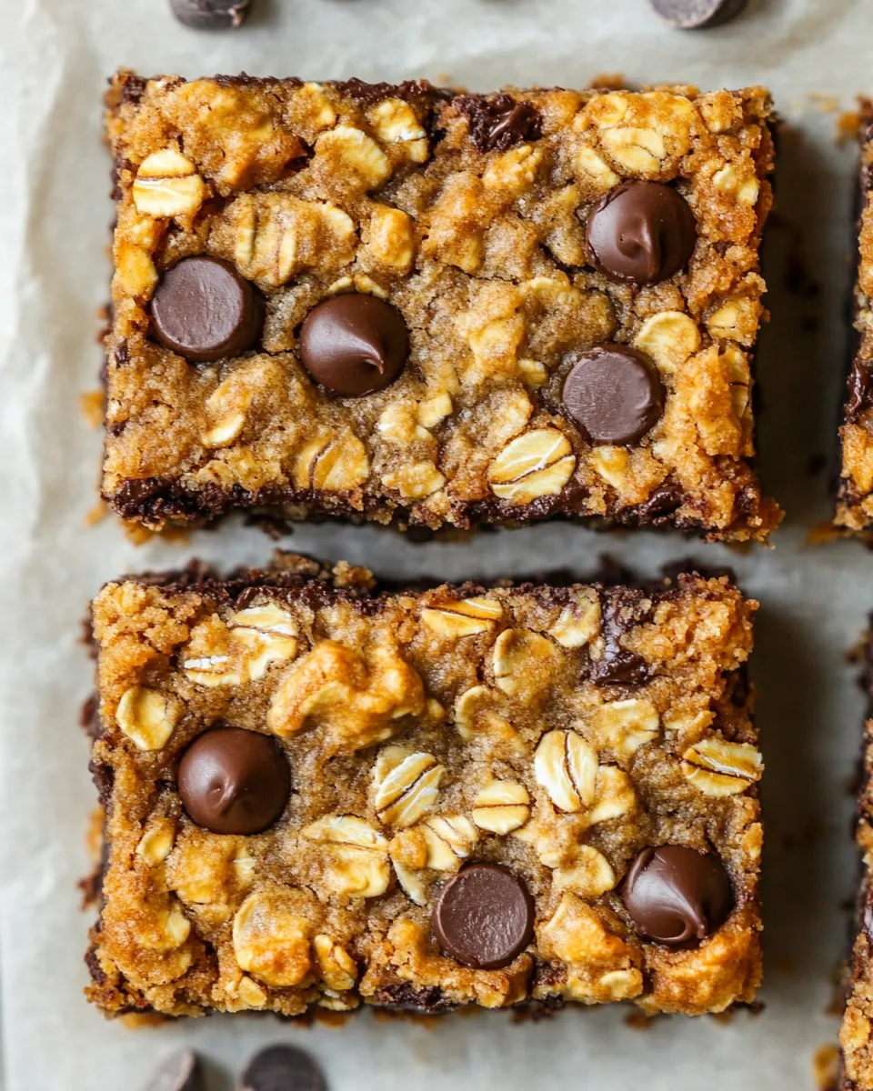 Perfect Monster Oatmeal Chocolate Chip Cookie Bars. photo