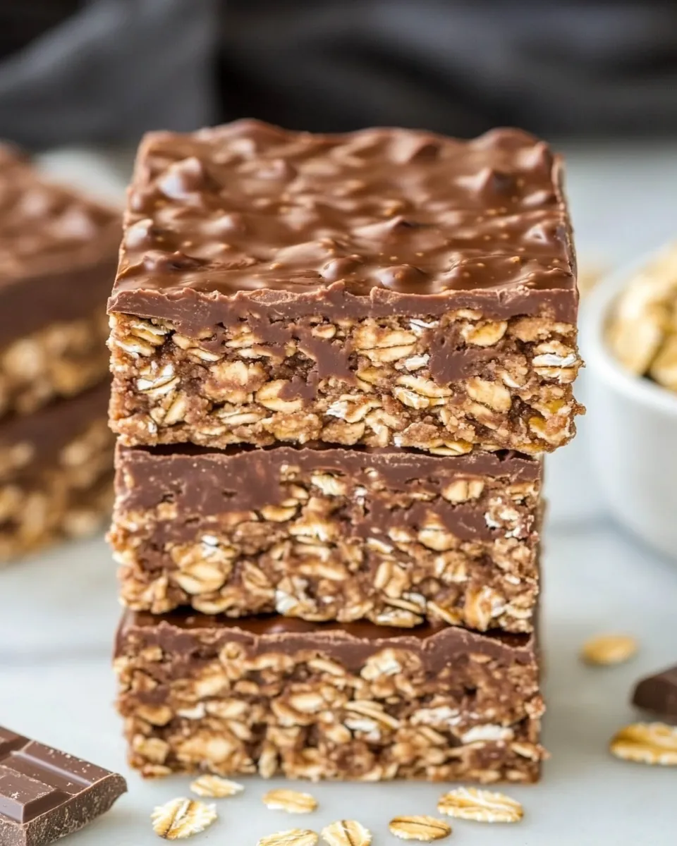 Homemade No Bake Chocolate Oat Bars photo