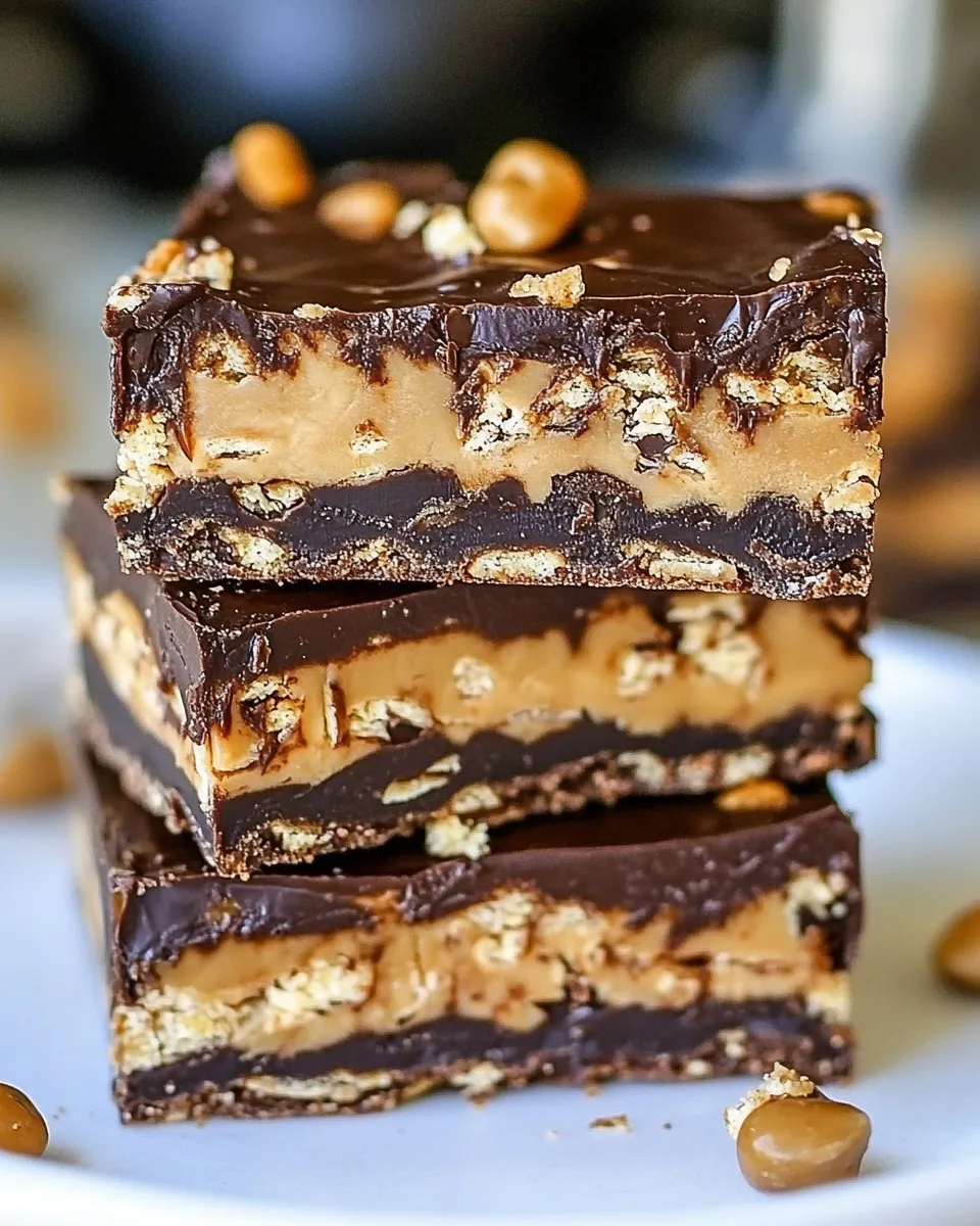 Homemade No Bake Crispy Snickers Bars recipe image