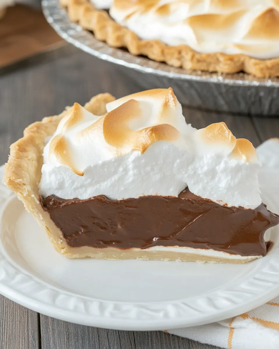 Delicious Old-Fashioned Chocolate Meringue Pie shot