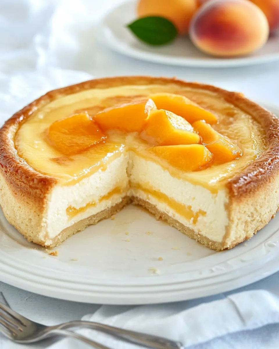 Homemade Olive Garden Peaches and Cream Cheesecake Copycat Recipe image