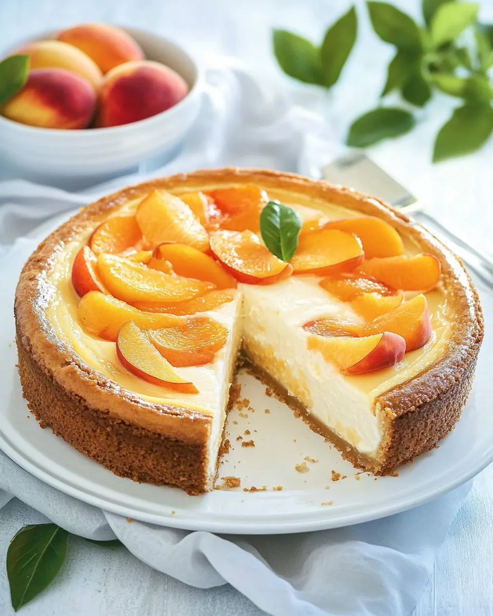 Tasty Olive Garden Peaches and Cream Cheesecake Copycat Recipe recipe image
