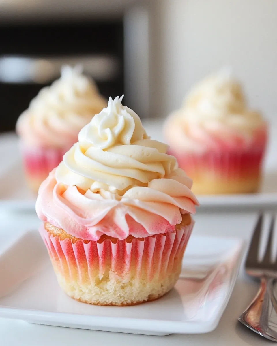 Easy Ombre Vanilla Cupcakes with Whipped Vanilla Buttercream shot