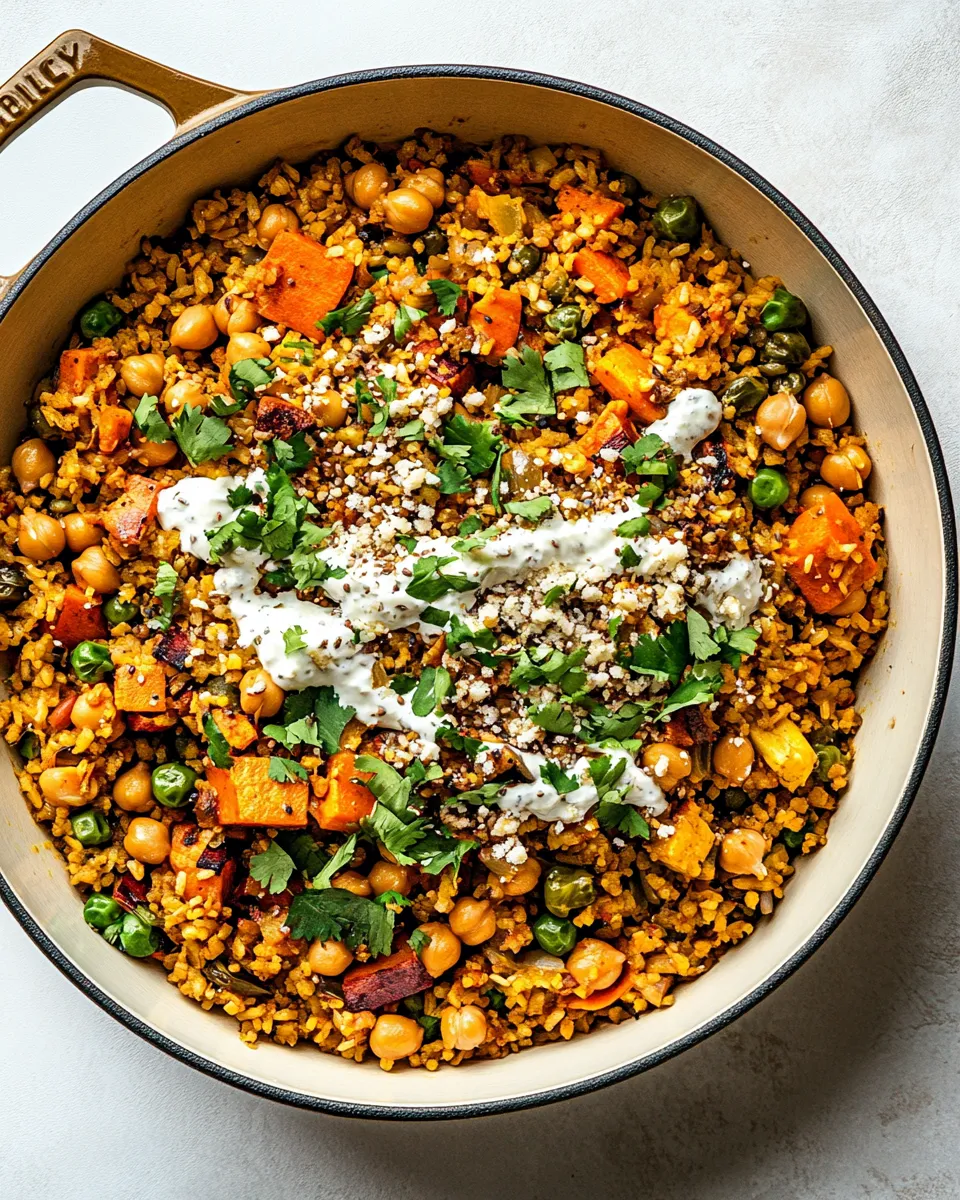 Delicious One-Pot Rice and Veggies with Chickpeas & Dilly Tahini image