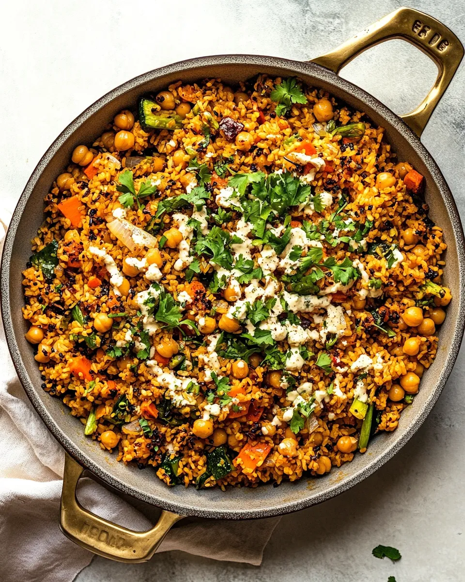 Savory One-Pot Rice and Veggies with Chickpeas & Dilly Tahini recipe photo