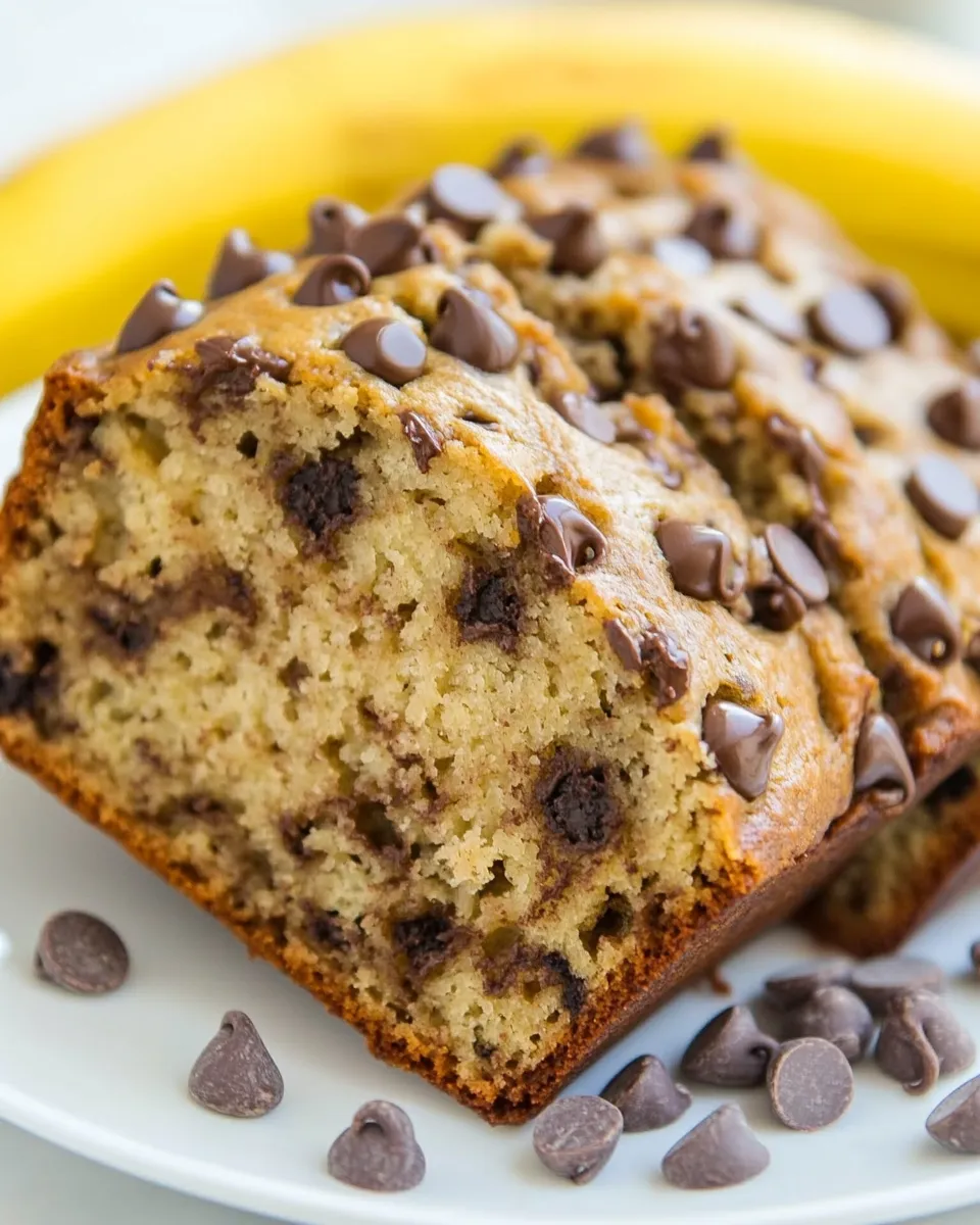 Delicious One Bowl Chocolate Chip Banana Bread shot