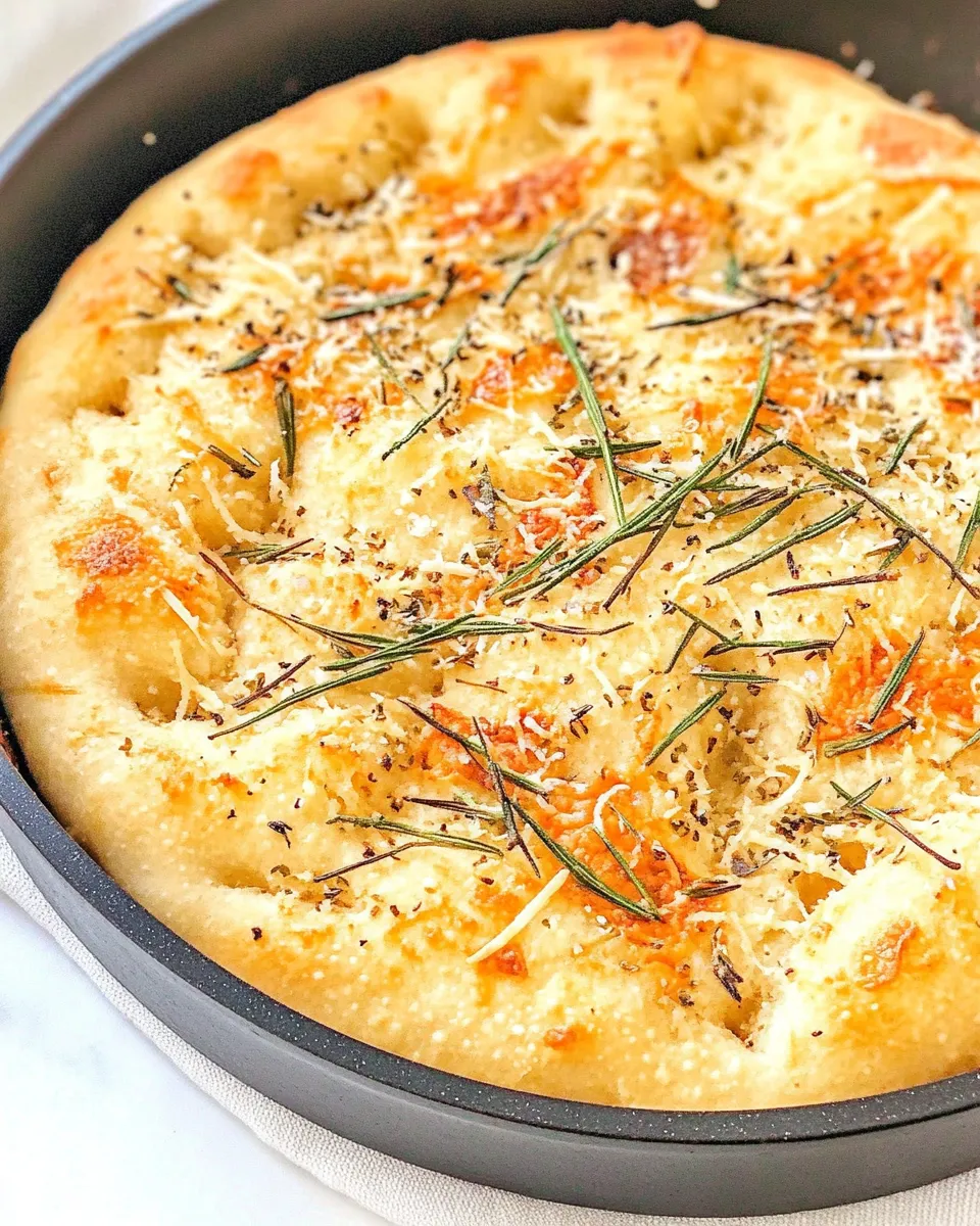 Quick One Hour Skillet Focaccia shot