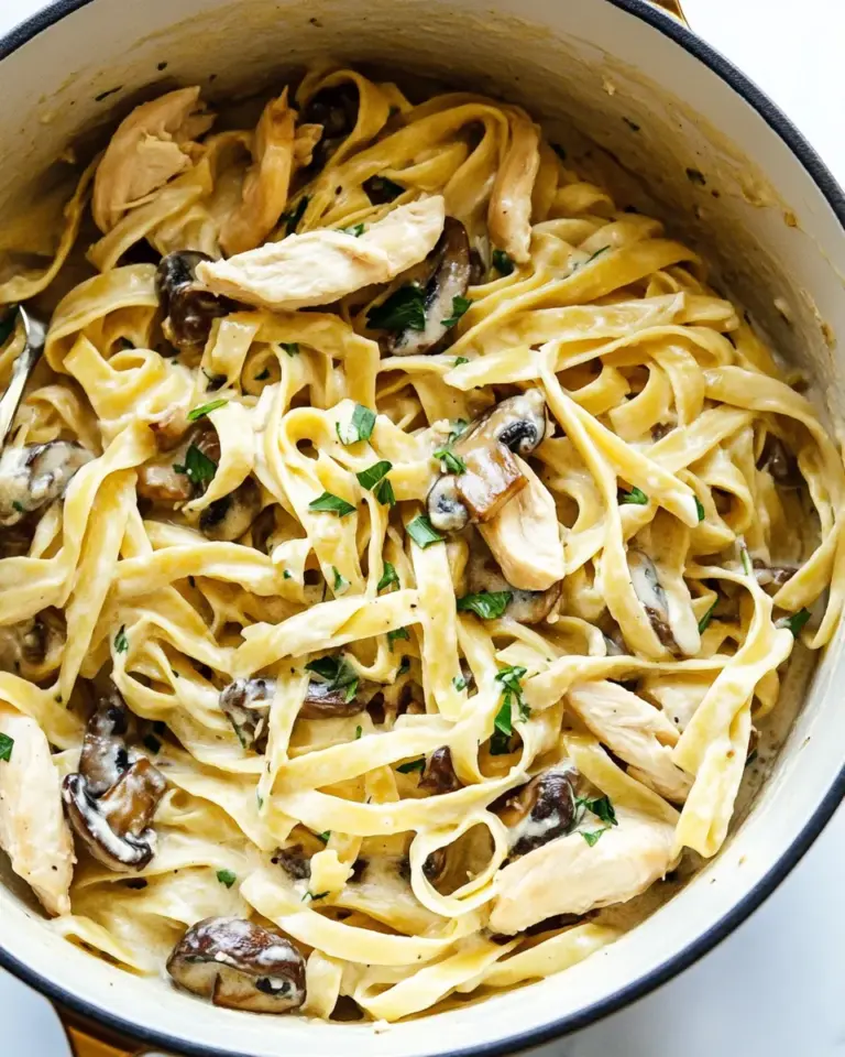 Easy One Pot Chicken and Mushroom Fettuccine Alfredo photo