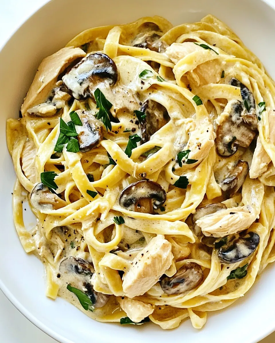 Classic One Pot Chicken and Mushroom Fettuccine Alfredo recipe photo