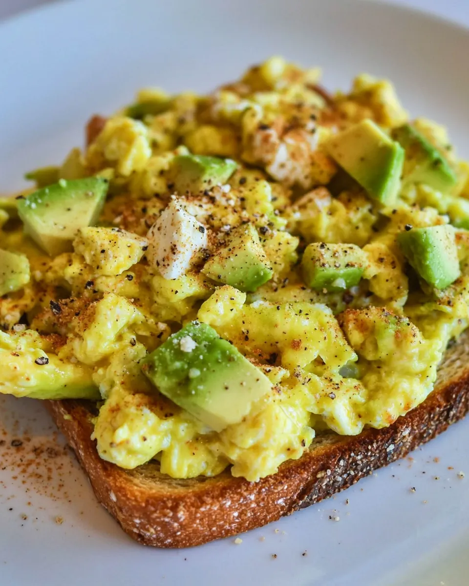 Homemade Open Face Scrambled Eggs and Avocado Toast photo