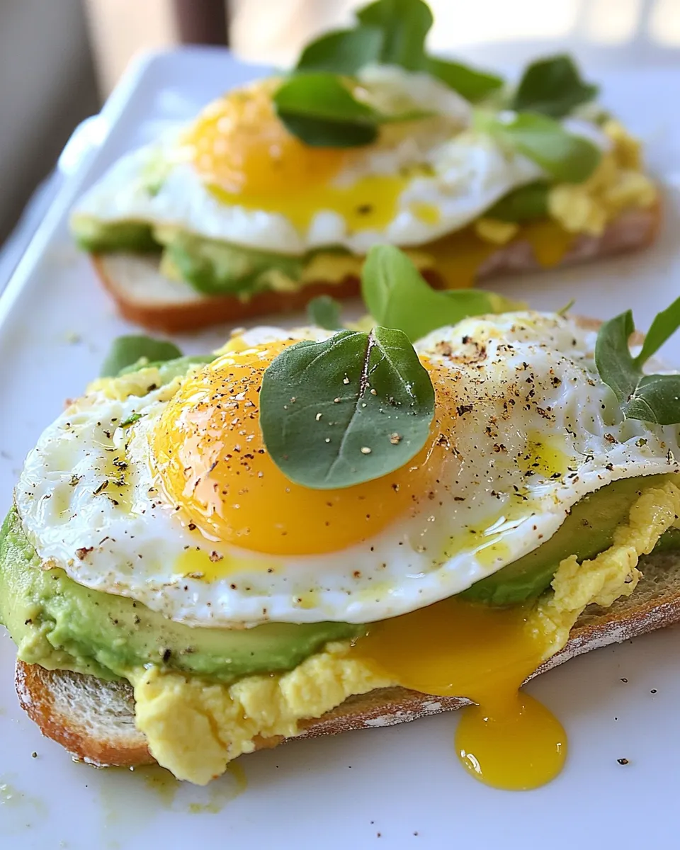 Delicious Open Faced Egg and Avocado Sandwich shot