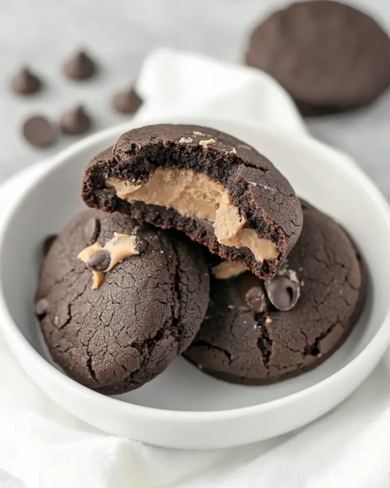 Homemade Peanut Butter Filled Chocolate Cookies photo