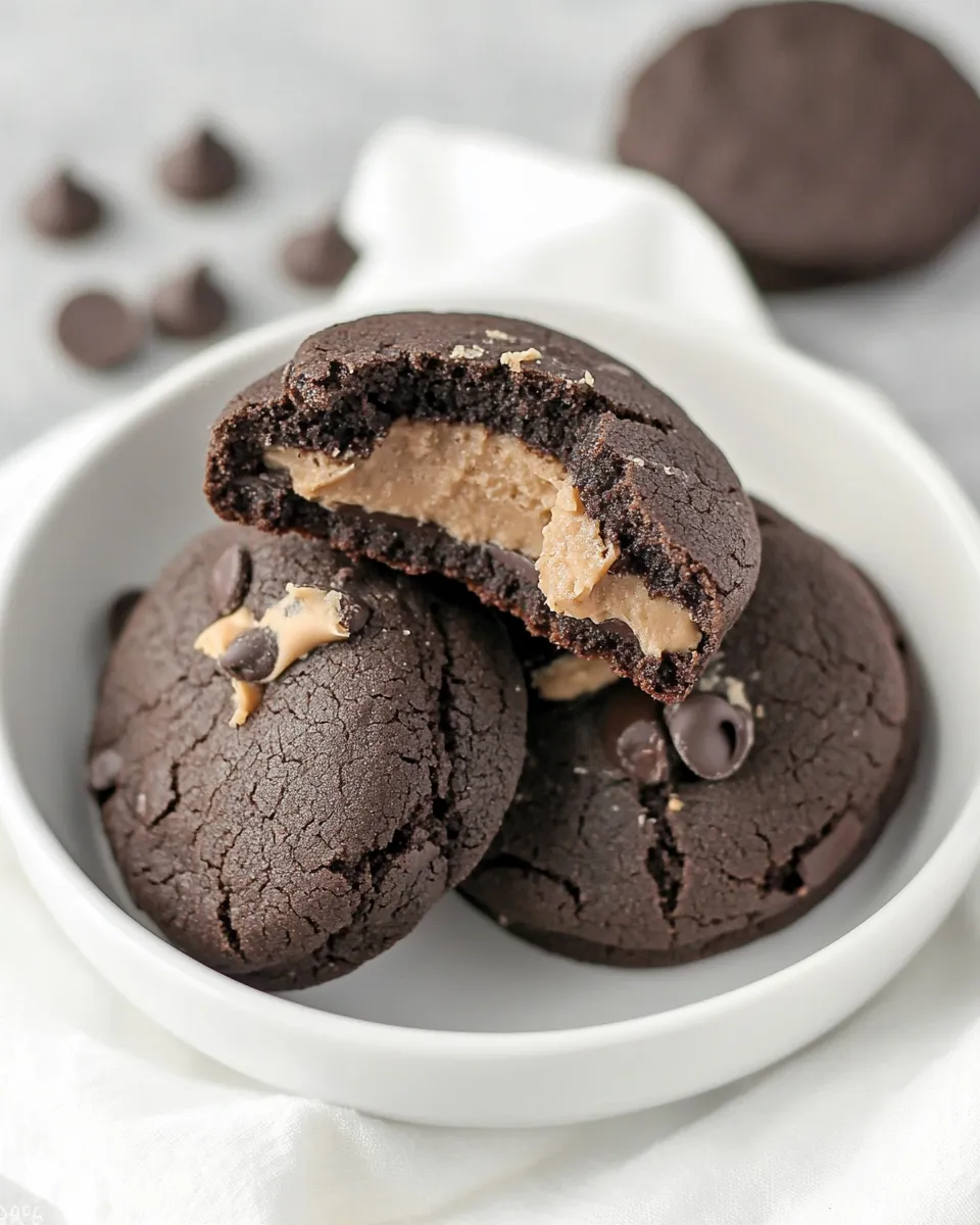 Homemade Peanut Butter Filled Chocolate Cookies photo