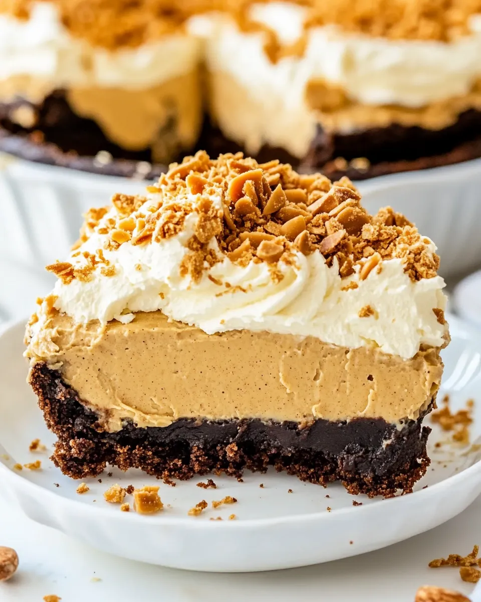 Easy Peanut Butter Mousse Brownie Pie photo