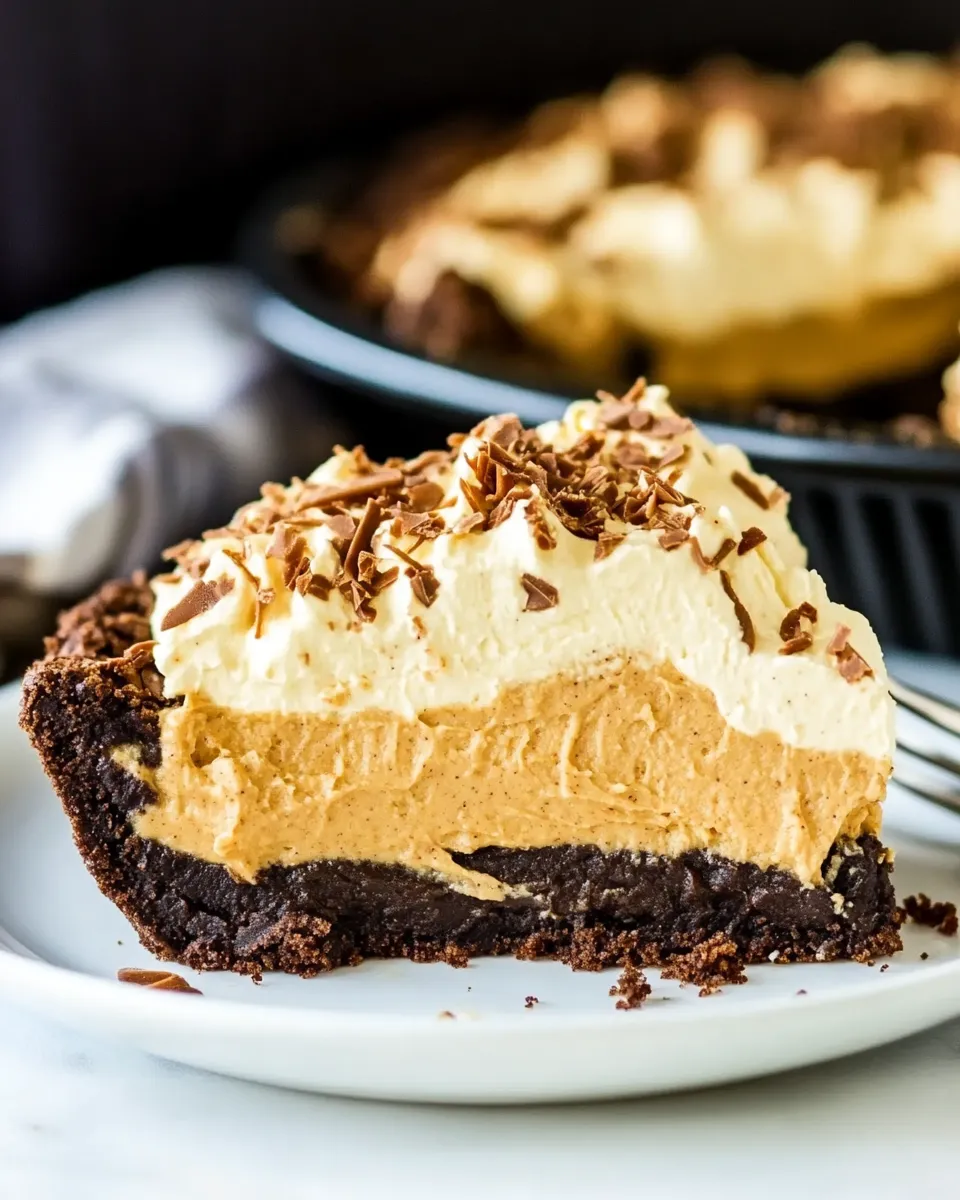 Delicious Peanut Butter Mousse Brownie Pie image