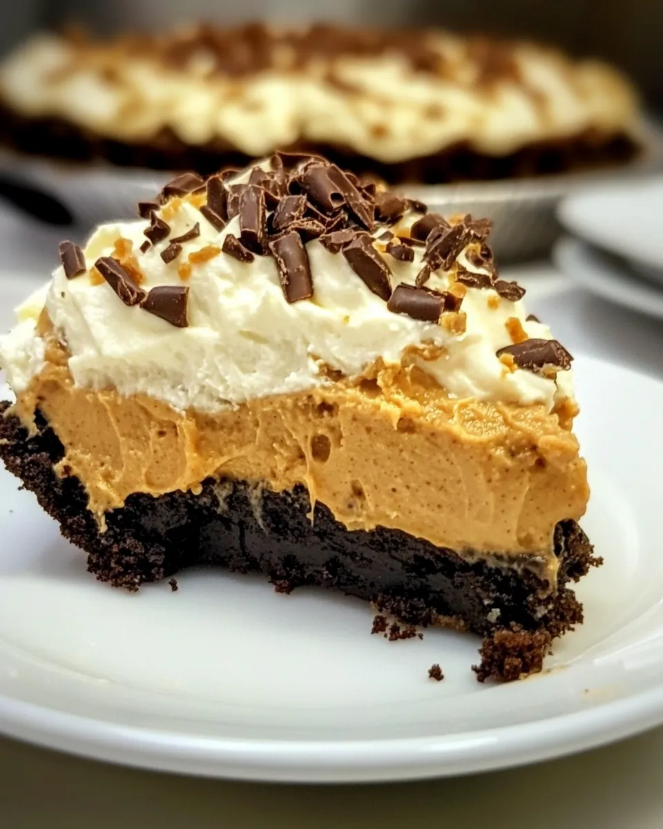 Homemade Peanut Butter Mousse Brownie Pie recipe photo