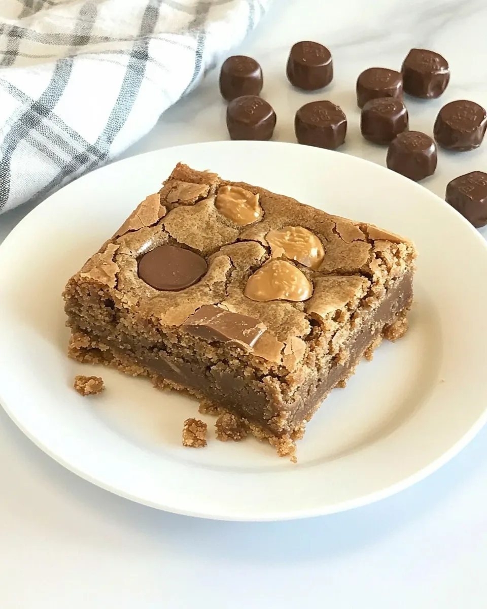Delicious Peanut Butter Rolo Blondies shot