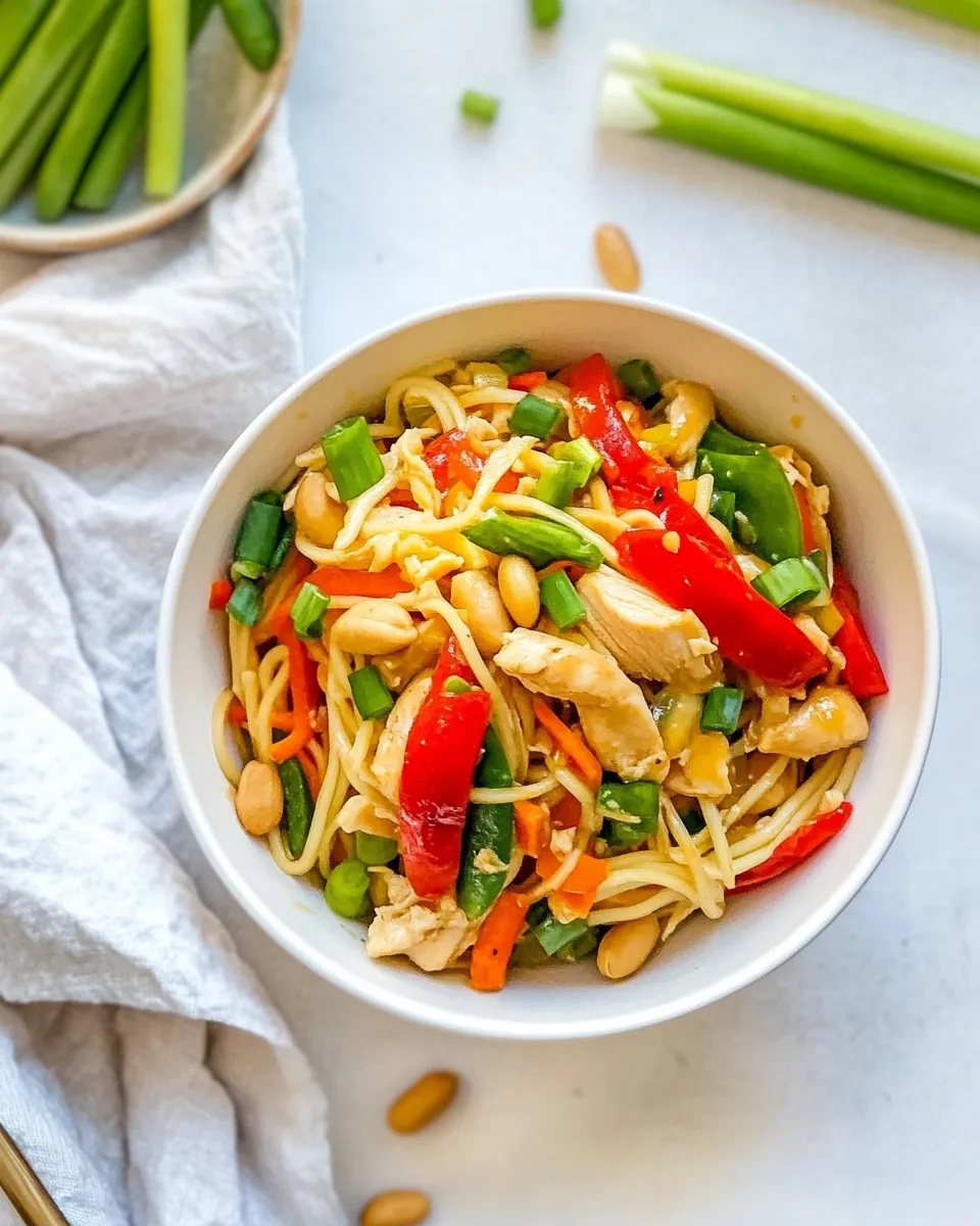 Delicious Peanut Chicken and Noodles shot