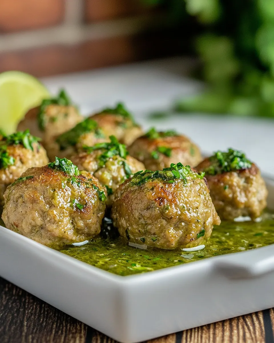 Delicious Peruvian Chicken Meatballs with Green Sauce (Drop Meatballs) image