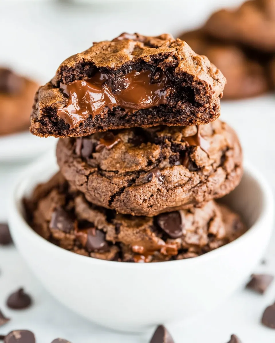 Delicious Quadruple Chocolate Soft Fudgy Pudding Cookies image