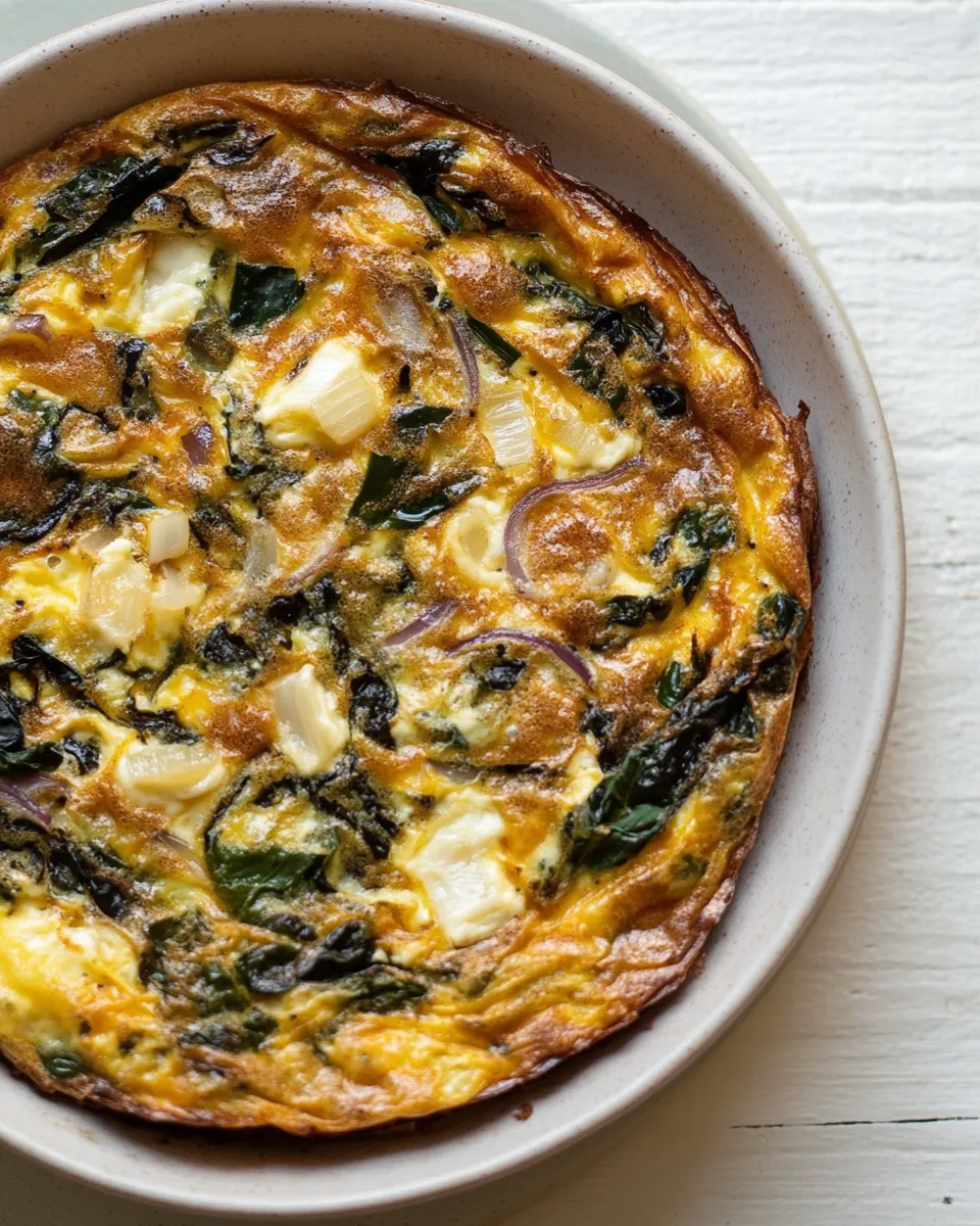 Healthy Quinoa Chard Frittata with Balsamic Onions shot