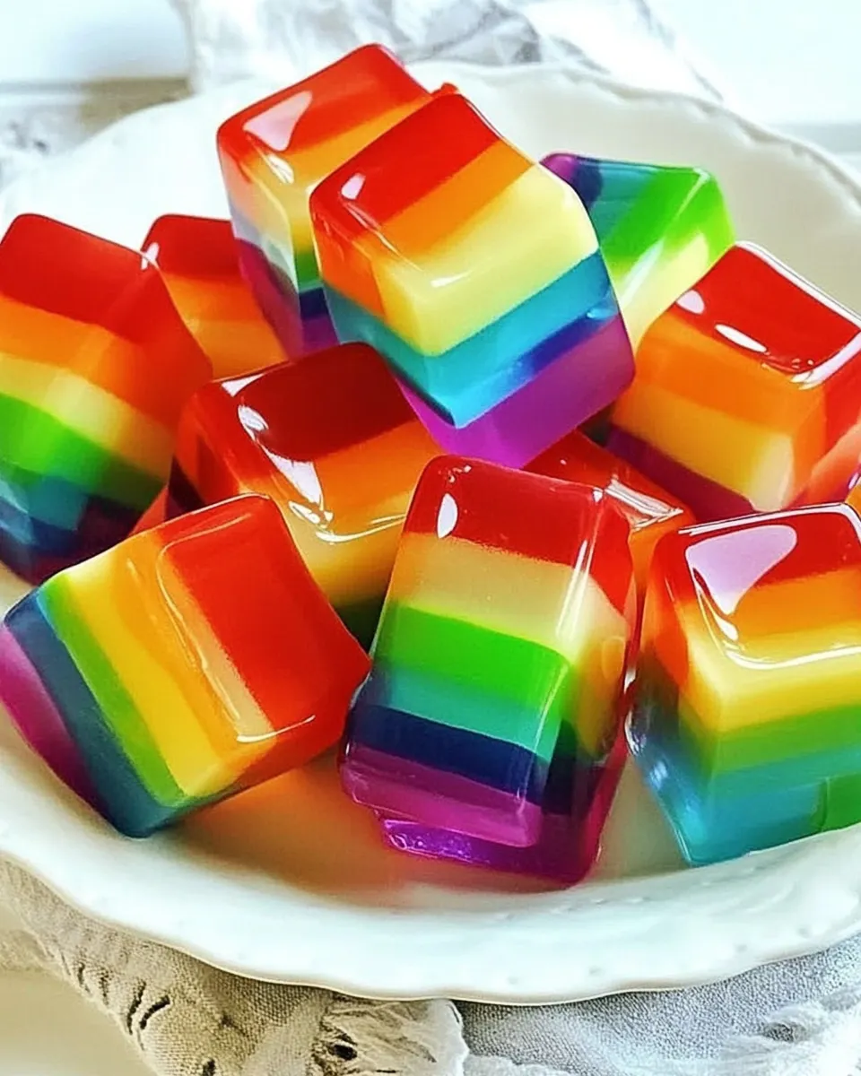 Delicious Rainbow Jello Cubes image