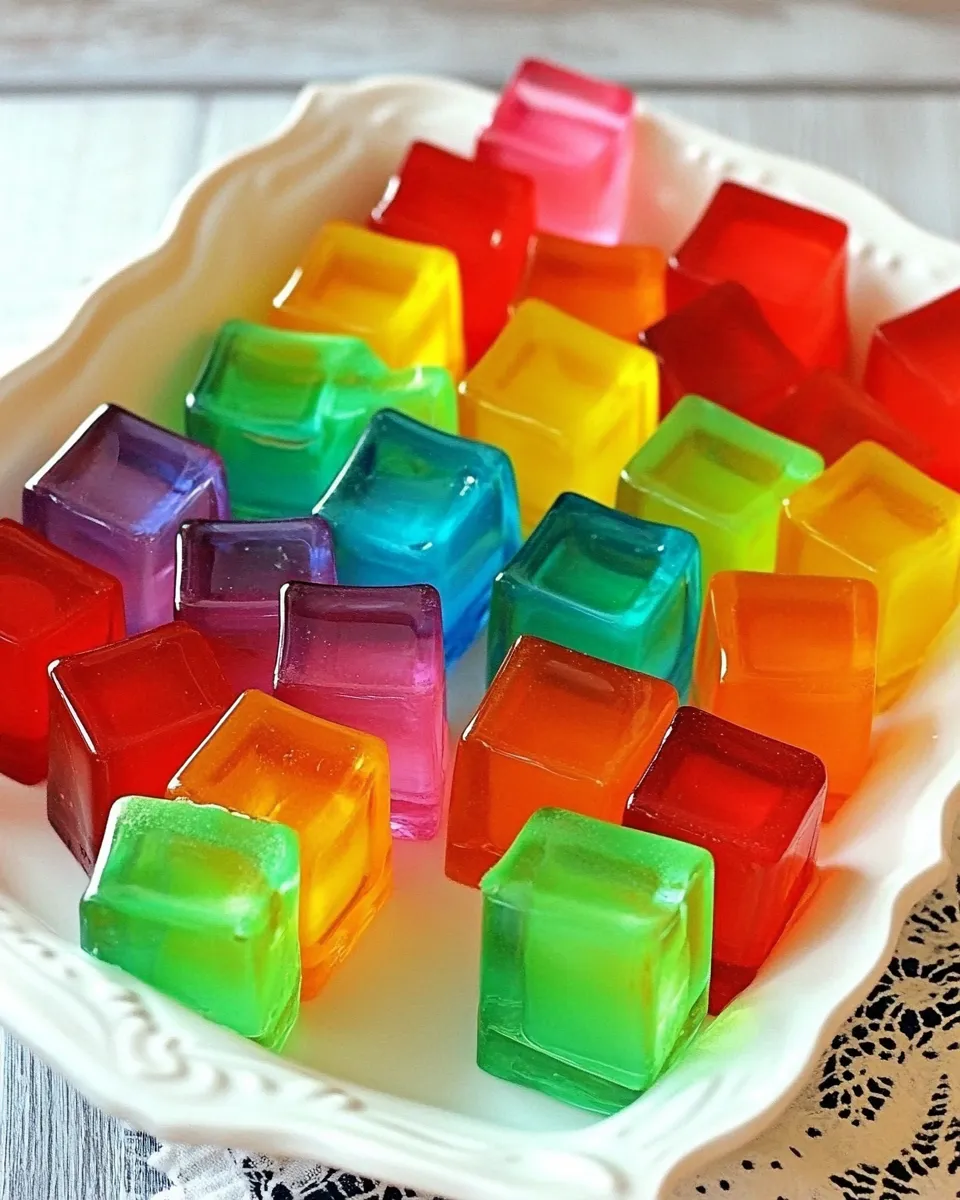 Homemade Rainbow Jello Cubes recipe photo