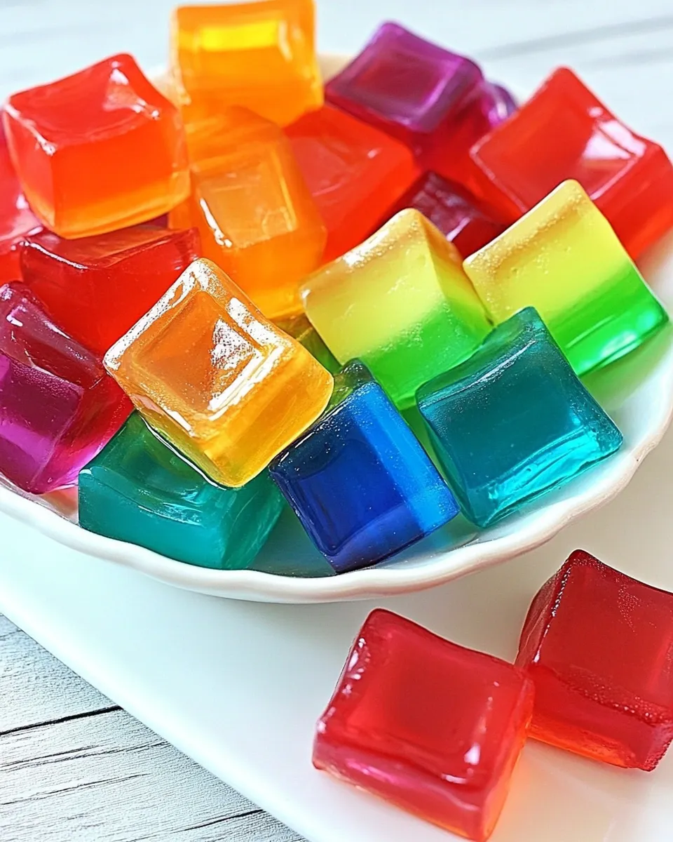 Sweet Rainbow Jello Cubes shot