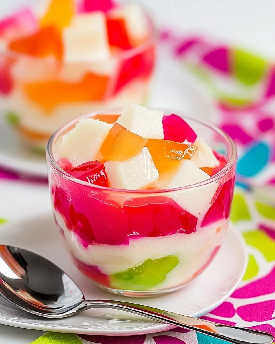 Delicious Rainbow Jello Parfait Cups recipe photo