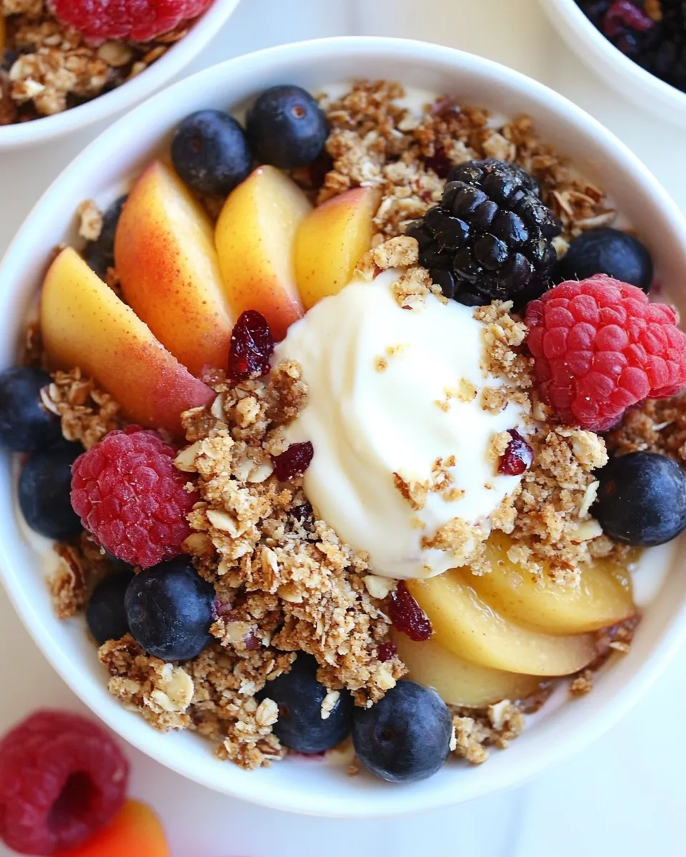 Healthy Raw Fruit Crumbles with Almond Cream shot