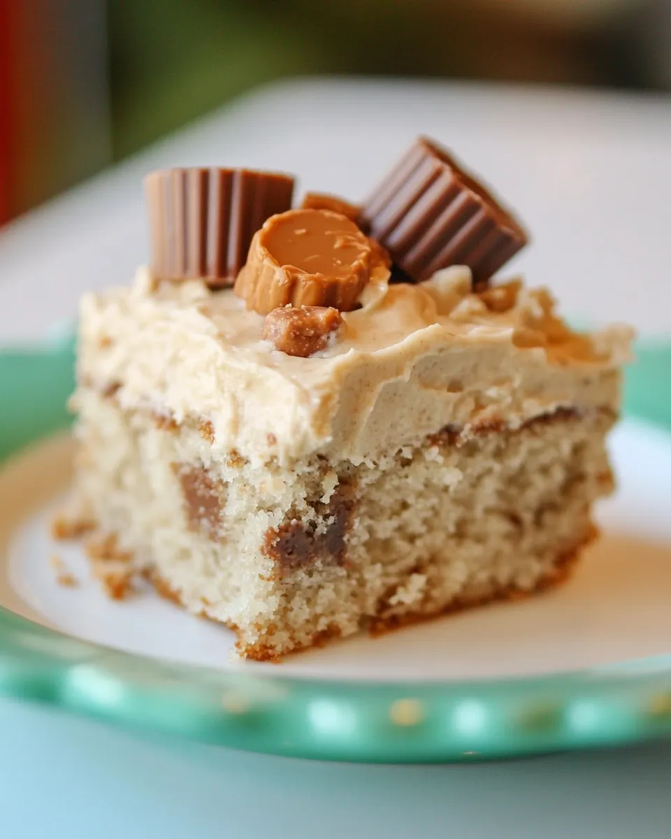 Homemade Reeses Peanut Butter Cup Banana Cake with Peanut Butter Cream Cheese Frosting photo