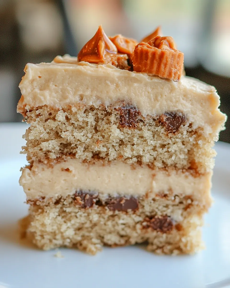 Delicious Reeses Peanut Butter Cup Banana Cake with Peanut Butter Cream Cheese Frosting image