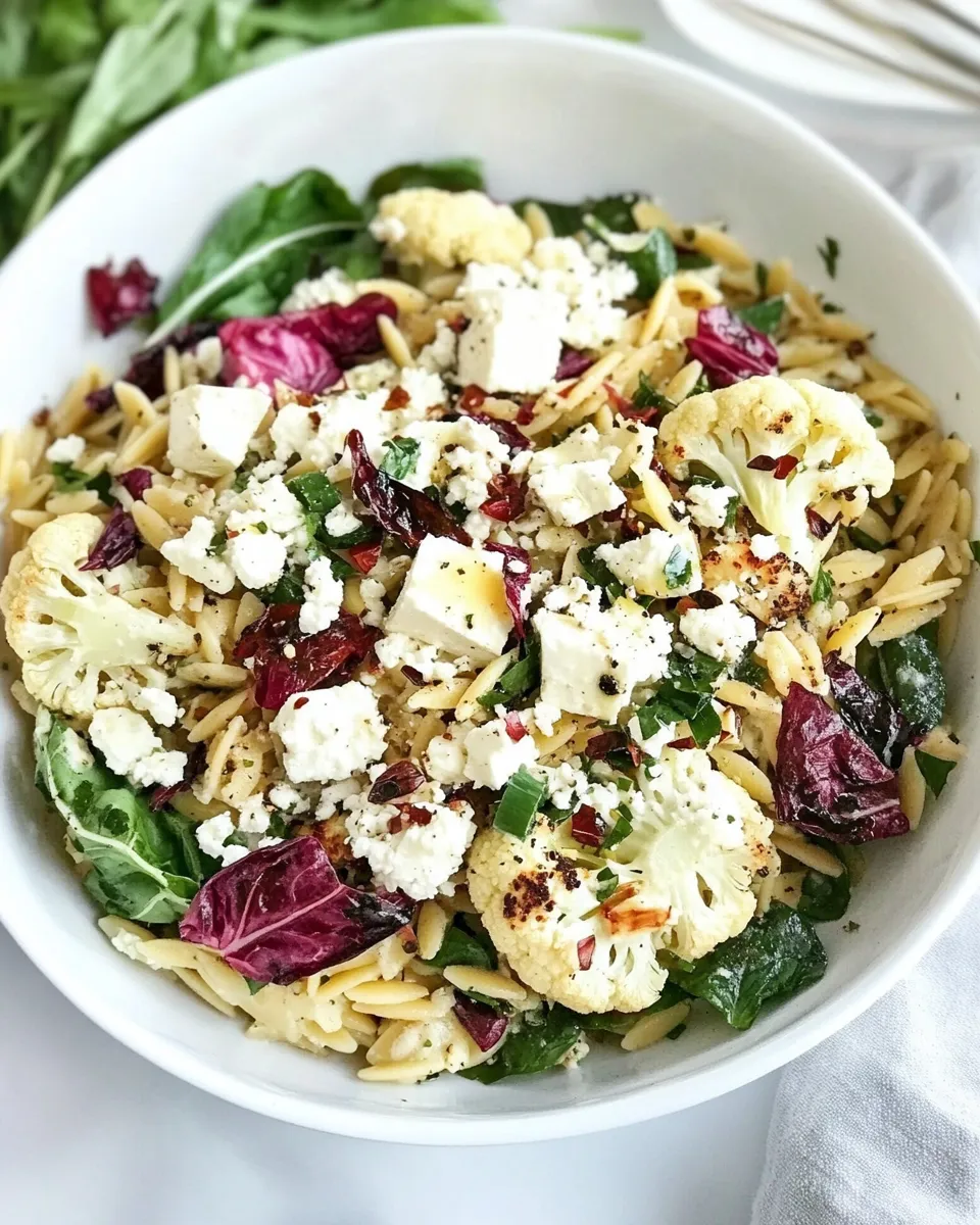 Easy Roasted Cauliflower, Feta, and Orzo Salad photo