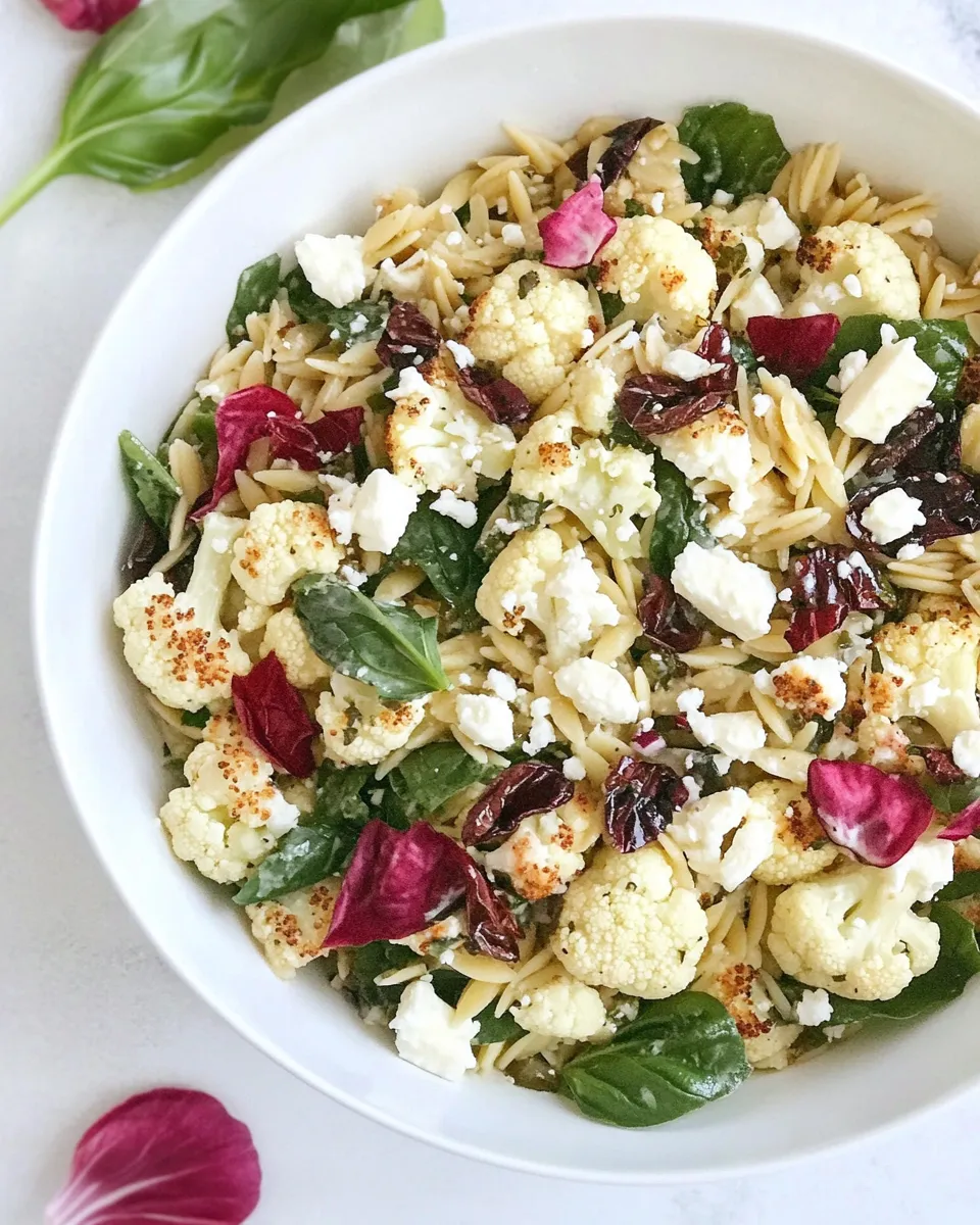 Delicious Roasted Cauliflower, Feta, and Orzo Salad image