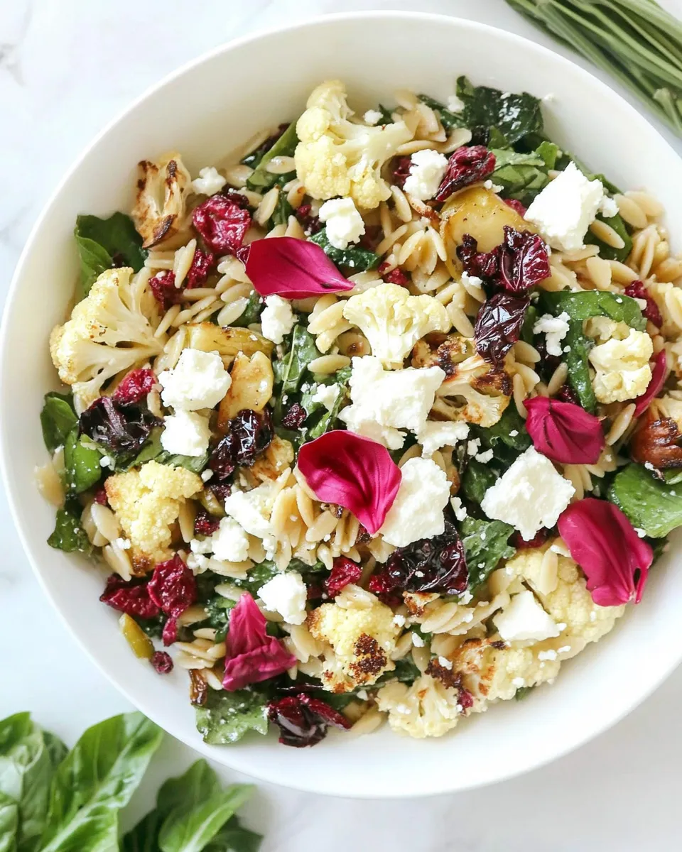 Healthy Roasted Cauliflower, Feta, and Orzo Salad recipe photo